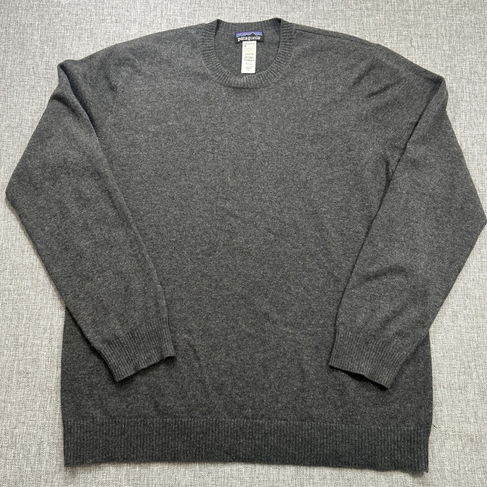 Patagonia Men's XL 100% Cashmere Crewneck Sweater Gray Pullover Outdoor *READ*